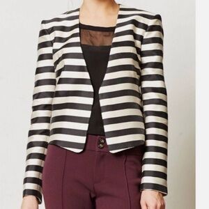 Serge Blazer  Striped Open bolero jacket size 34 xs small elegant ,